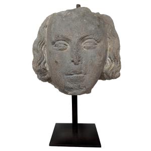 14th Century Limestone Head, Probably A King Of France