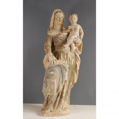 Virgin And Child In Stone Period 16th