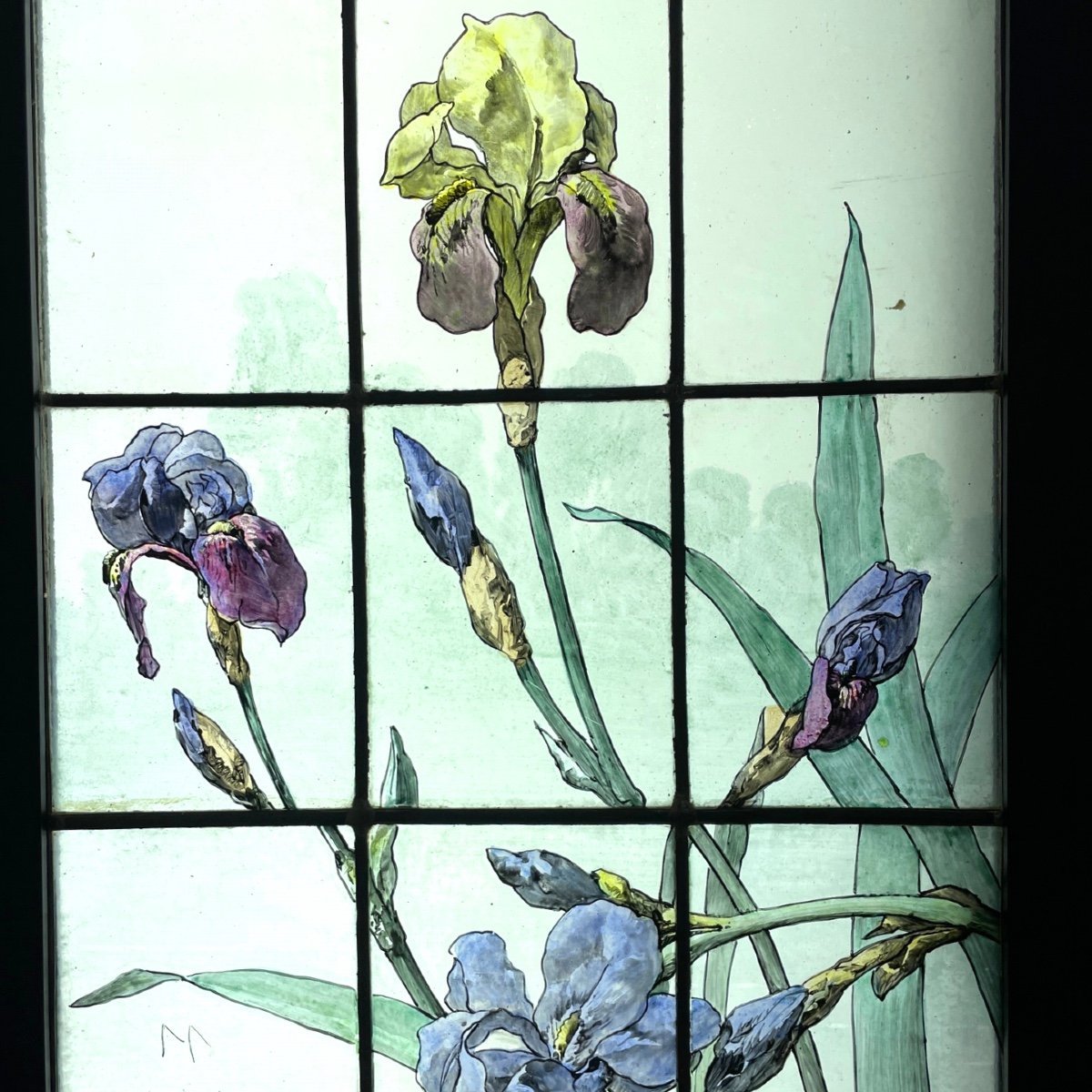 Vitrail vitraux  4 Vitraux Iris, Pavots, Roses Trémières-photo-2