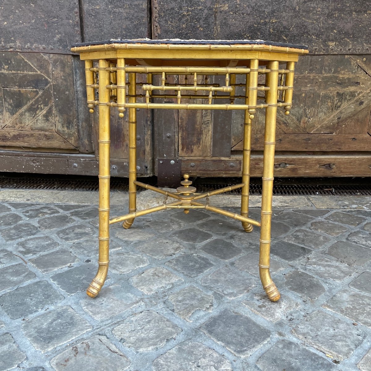 Golden Wood Side Table-photo-2