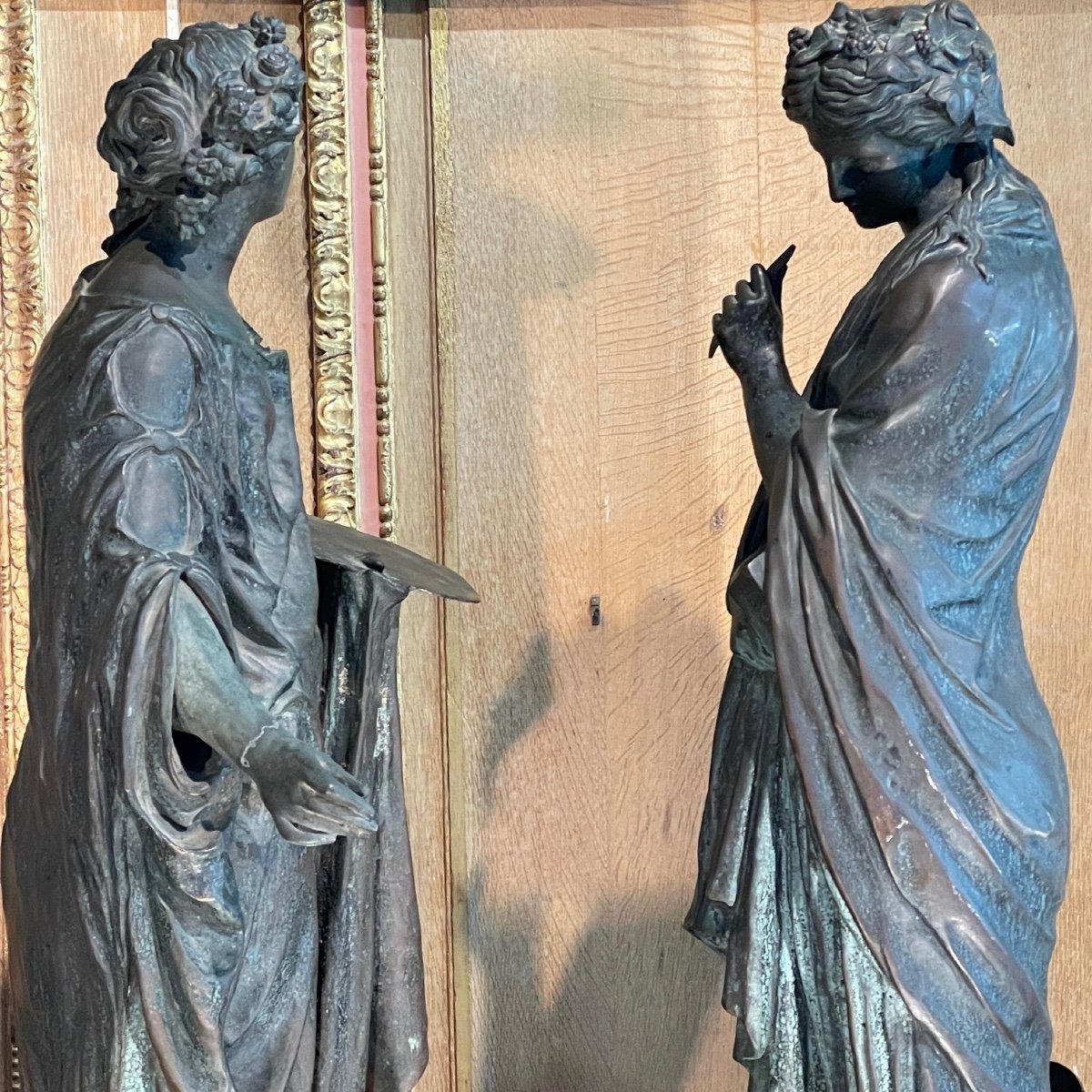 Grandes Scuptures En Bronze : Allégories De La Sculpture Et De La Peinture-photo-4
