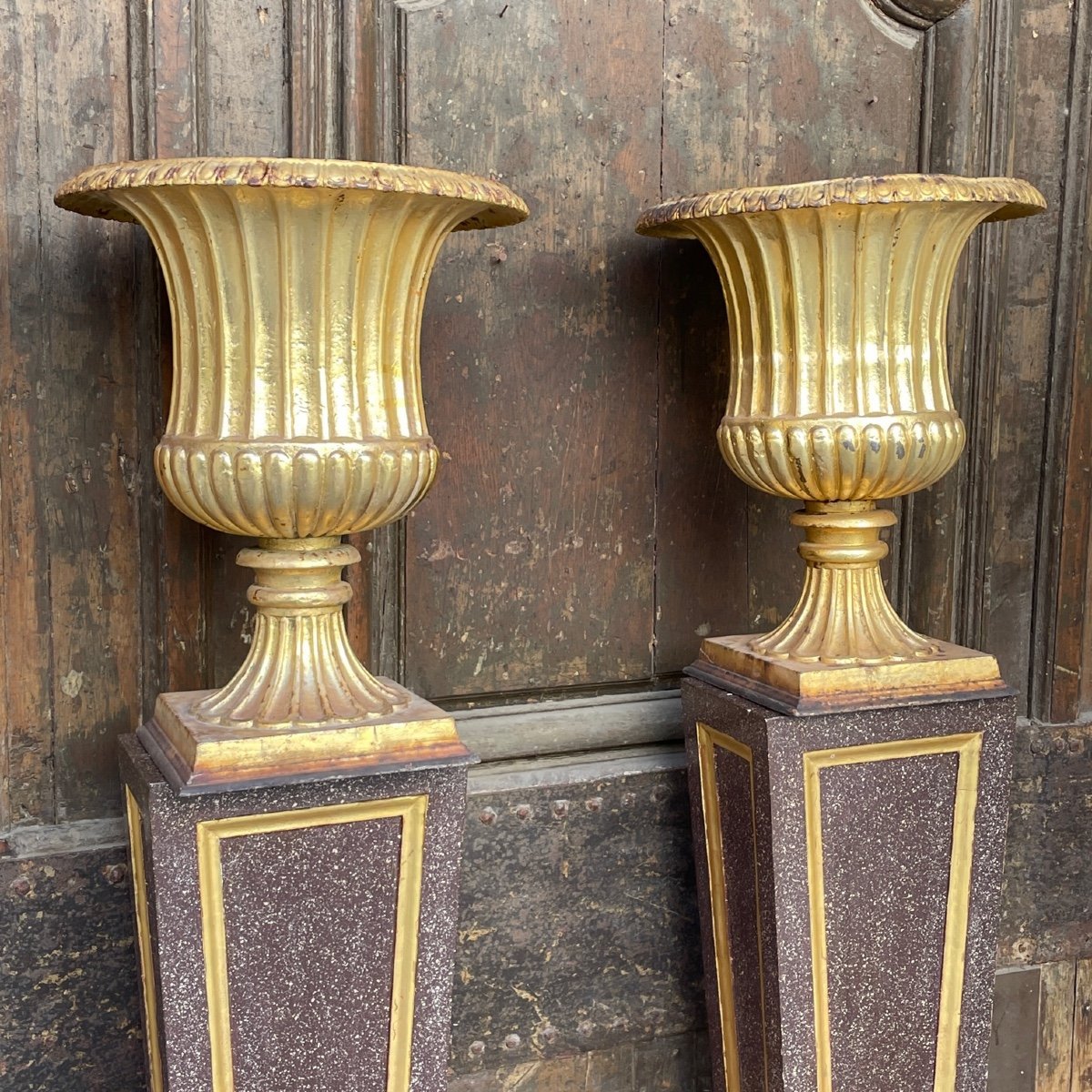 Paire De Vase Medicis Doré 