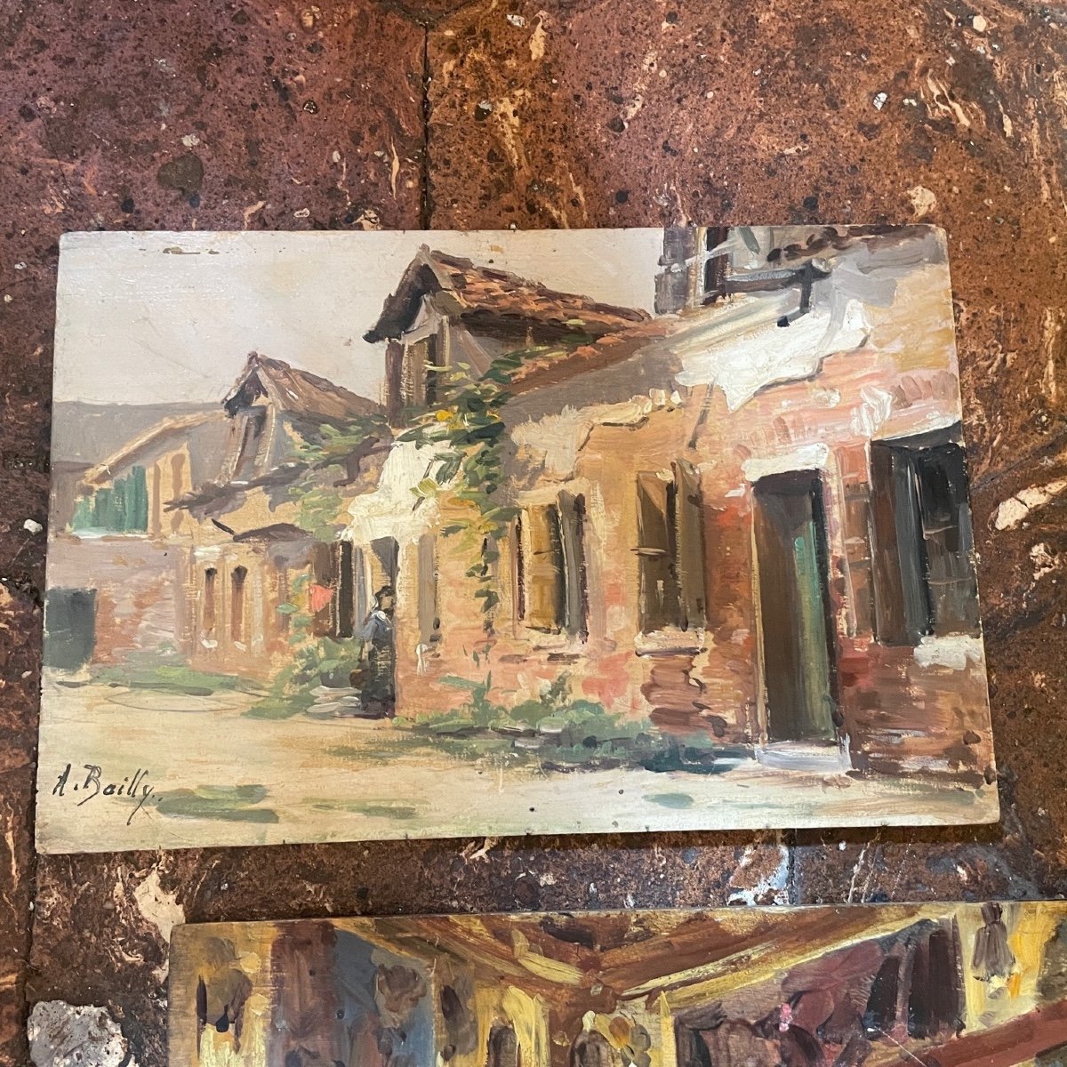 Huiles Sur Panneaux Venise Signées Bailly Et Jambon-photo-2