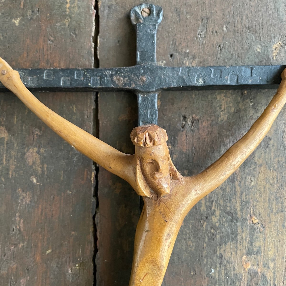 Proantic: Christ Sur Croix En Bois Objet De Culte Esotérisme XX Sièc