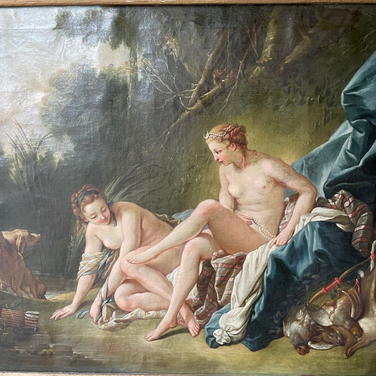 D’après Francois Boucher Diane Au Bain Huile sur Toile