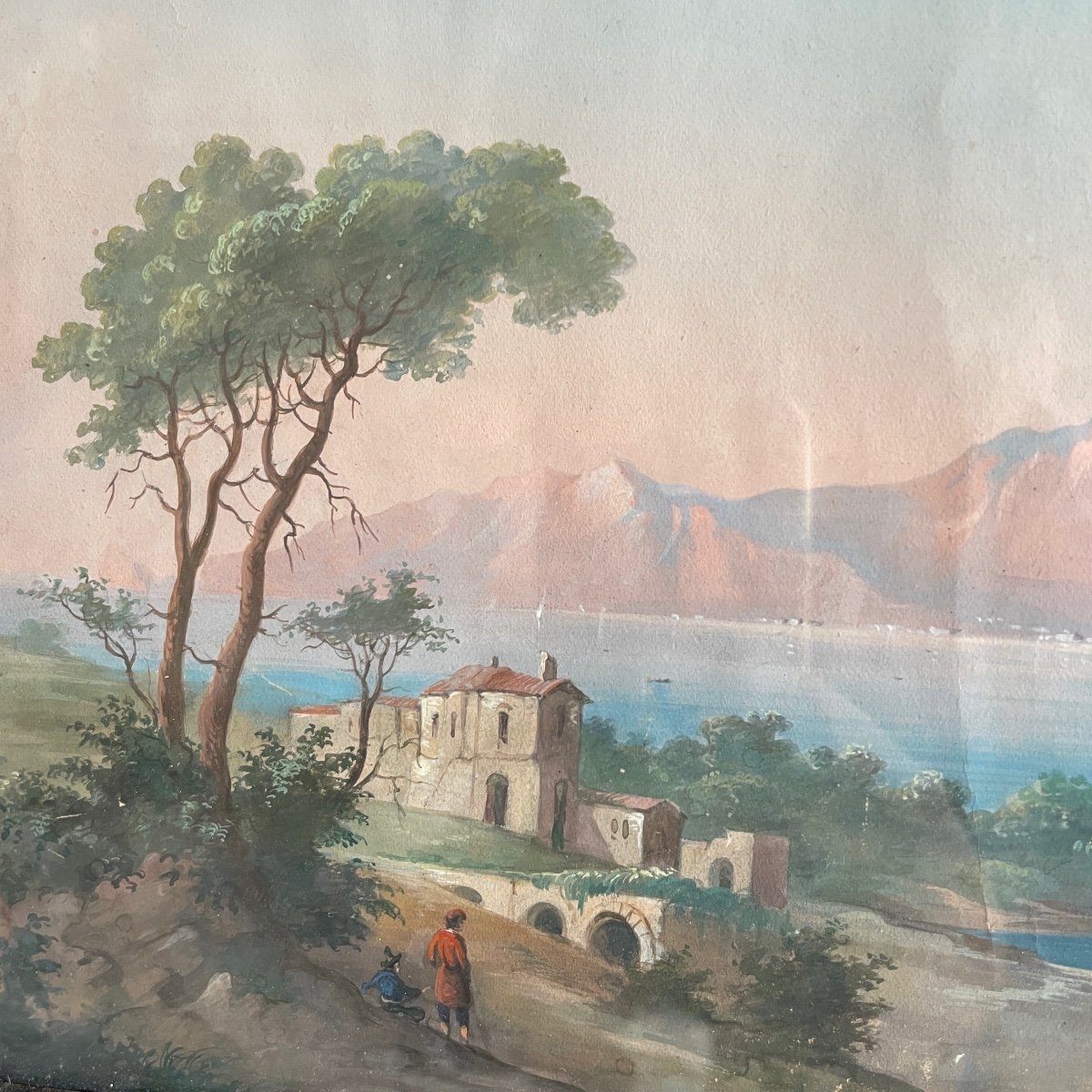 Gouache Napolitaine Baie De Naples-photo-3
