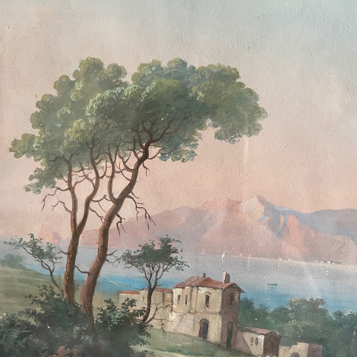 Gouache Napolitaine Baie De Naples-photo-1