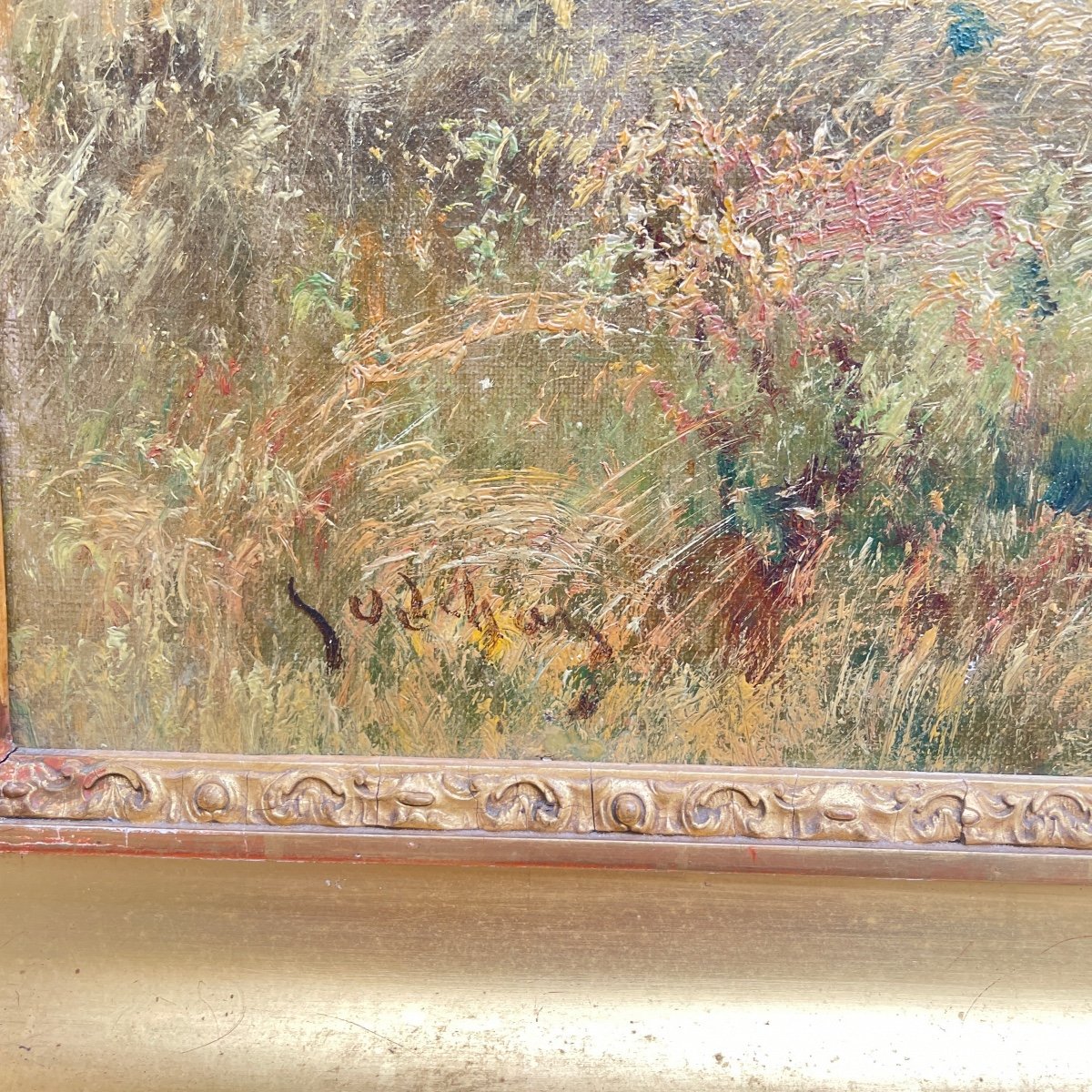 Huile Sur Toile Au Setter, Signée Emile Godchaux-photo-3