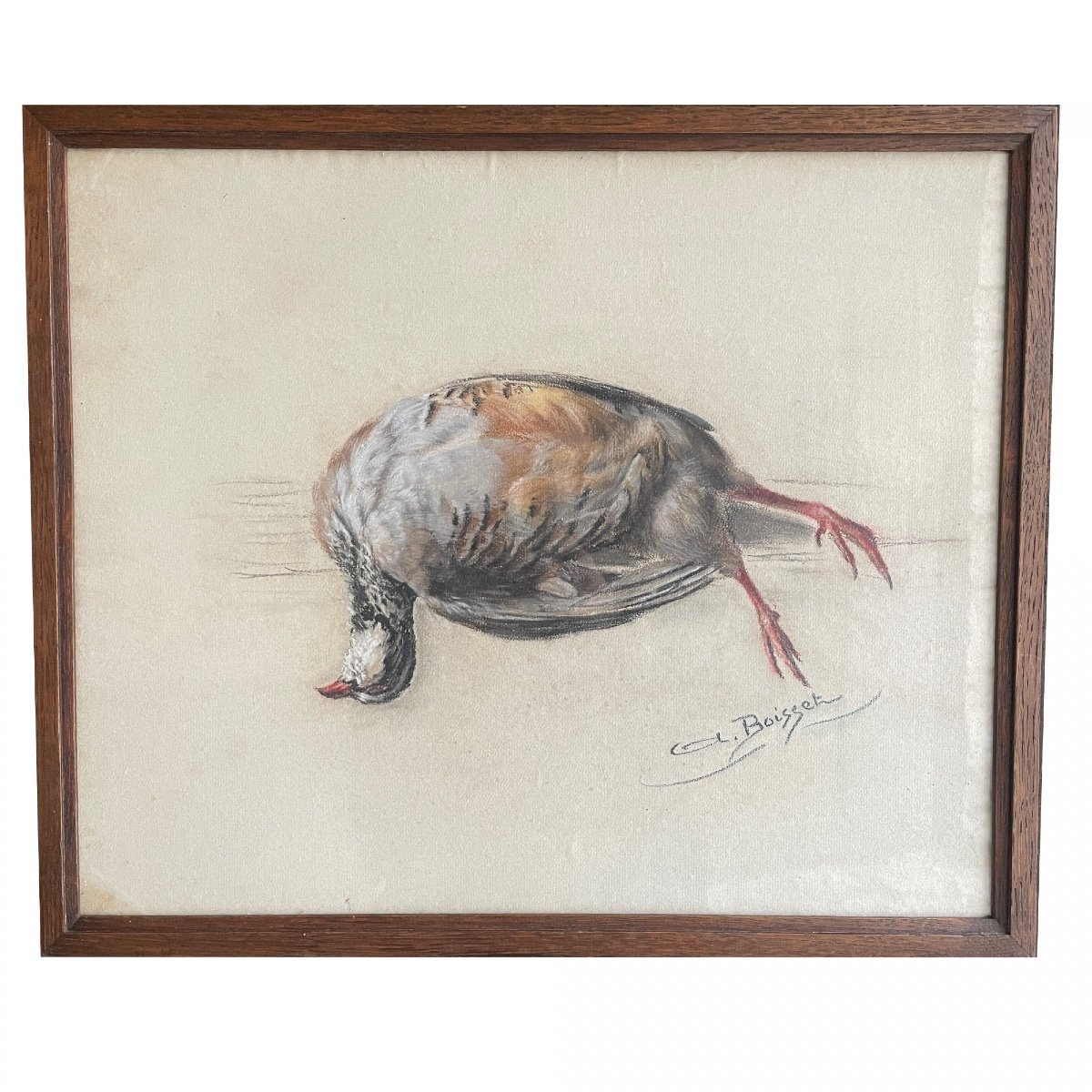 Pastel le Perdreau, Signé A. Boisset