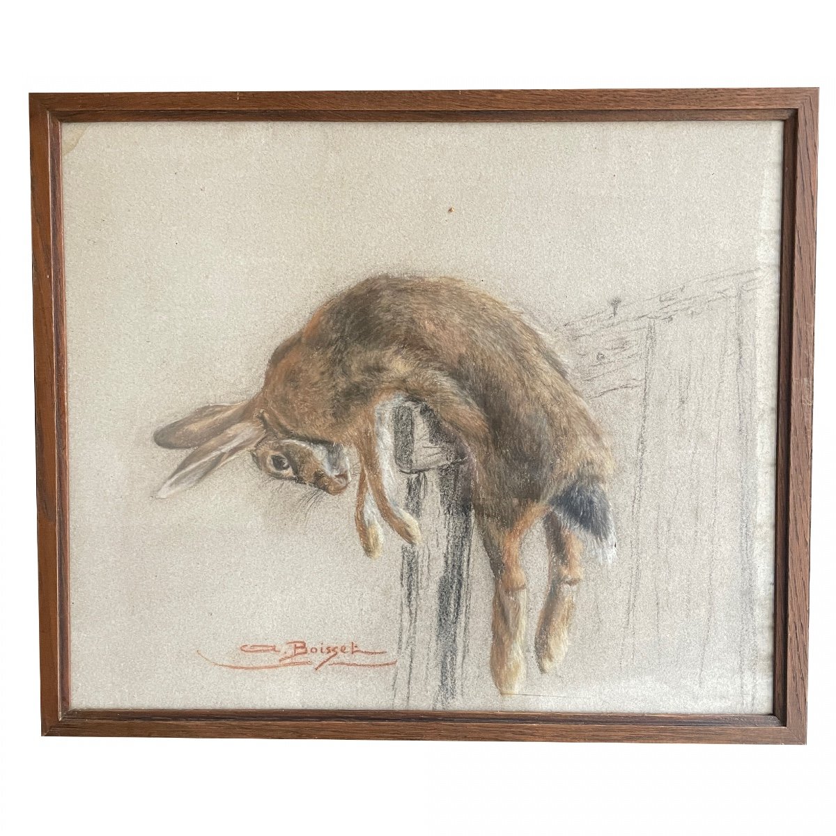 Pastel The Hare, Signed A. Boisset