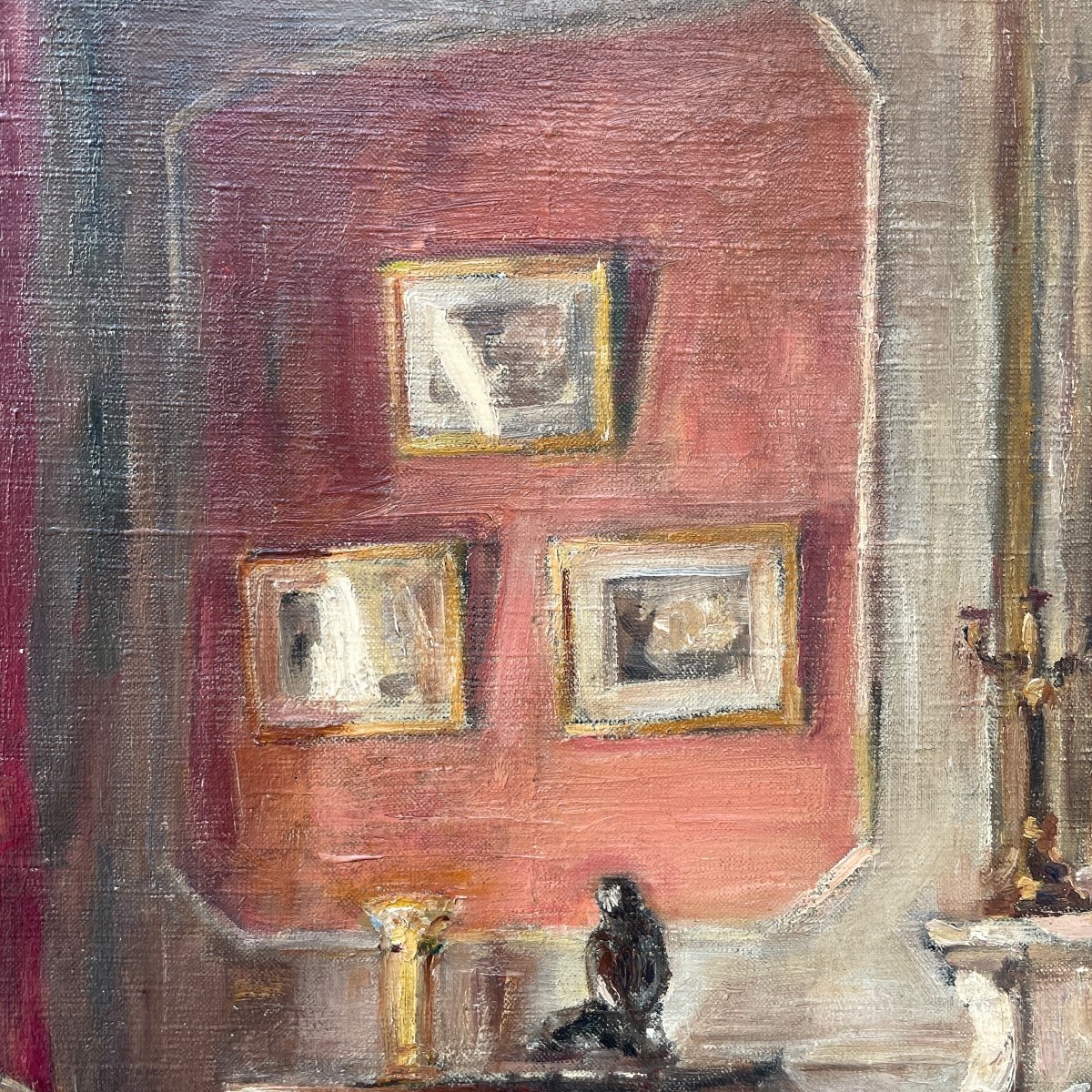 Oil On Canvas Interior Scene-photo-3