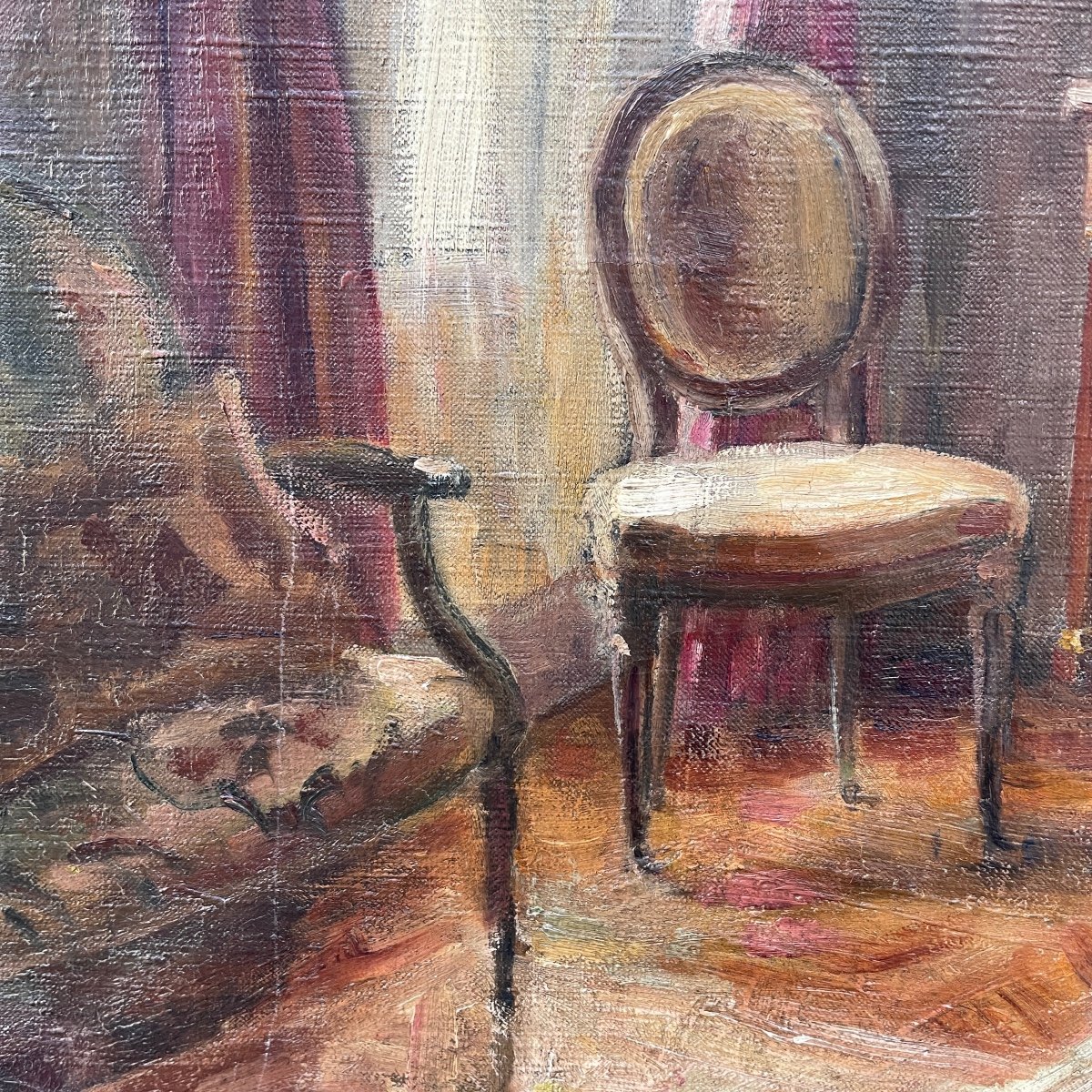 Oil On Canvas Interior Scene-photo-4