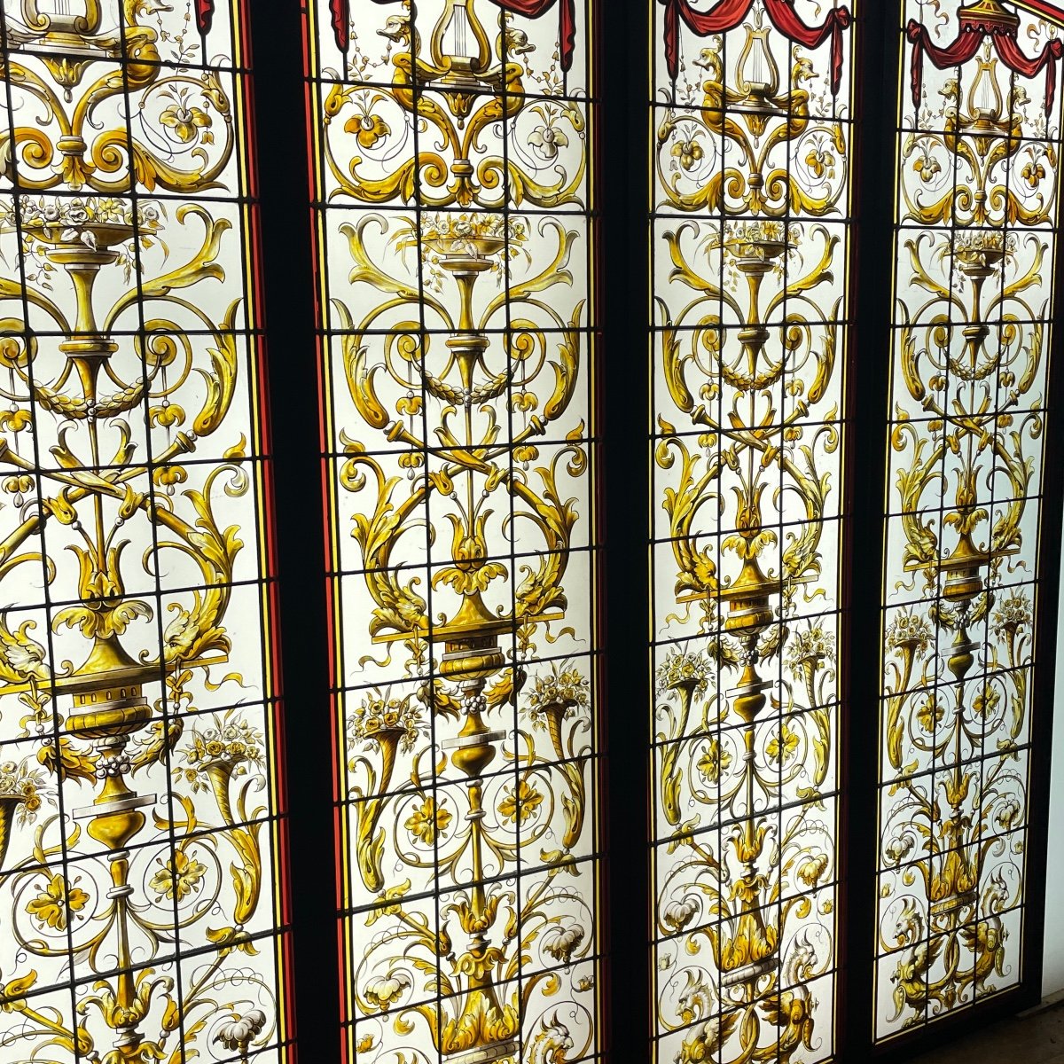 19th Century Renaissance Stained Glass Window (170 X 184 Cm)-photo-2