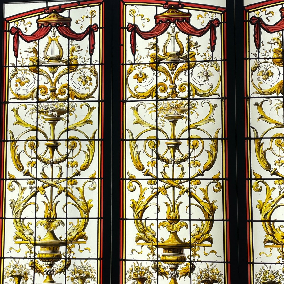 19th Century Renaissance Stained Glass Window (170 X 184 Cm)-photo-3