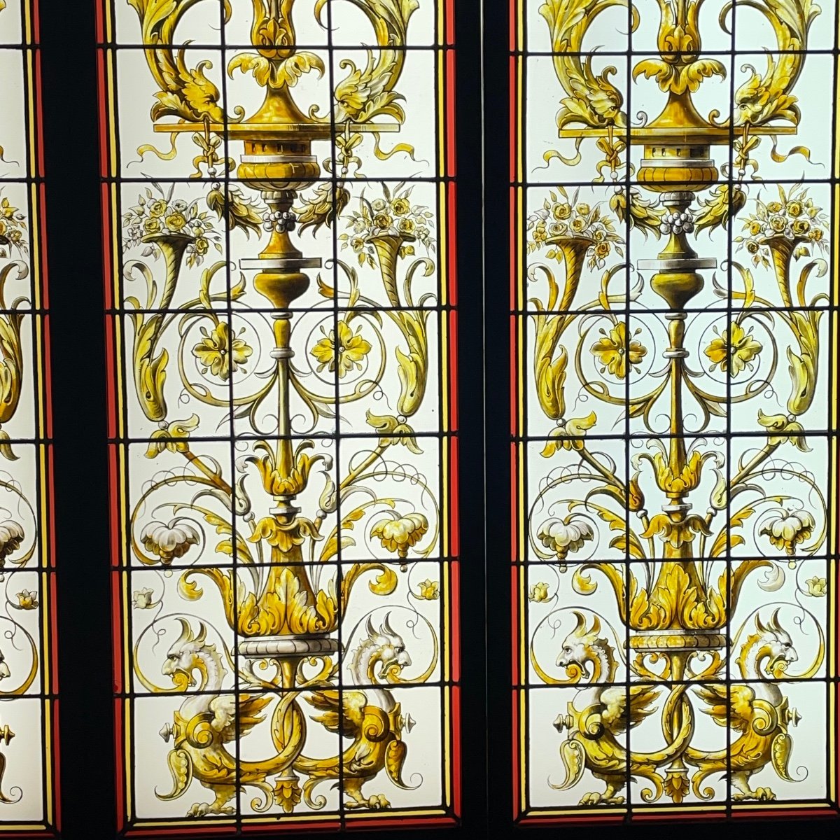 19th Century Renaissance Stained Glass Window (170 X 184 Cm)-photo-1