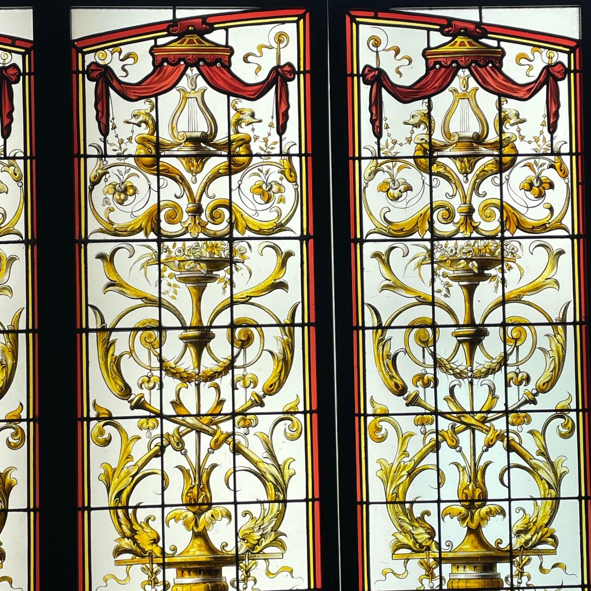 19th Century Renaissance Stained Glass Window (170 X 184 Cm)-photo-2