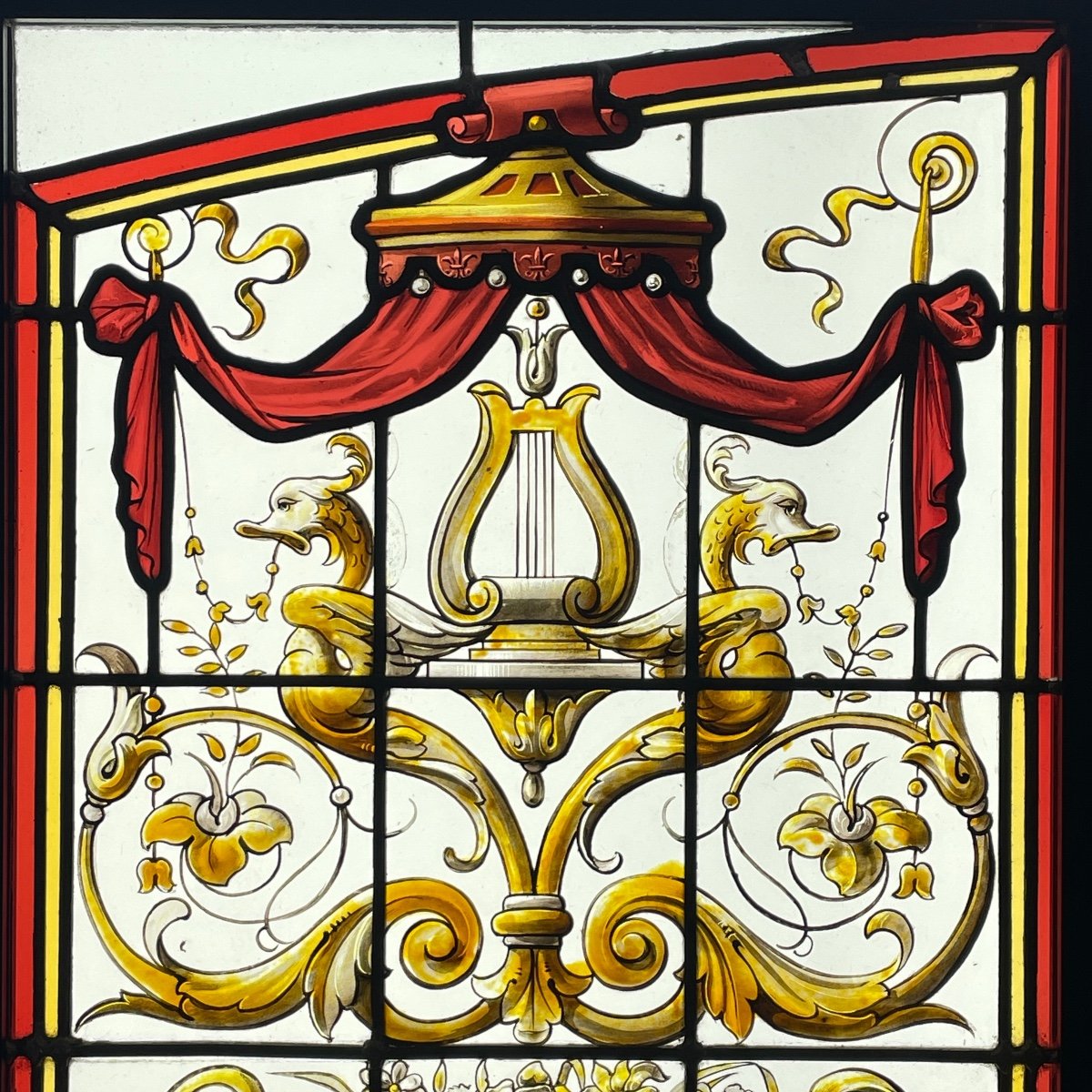 19th Century Renaissance Stained Glass Window (170 X 184 Cm)-photo-3