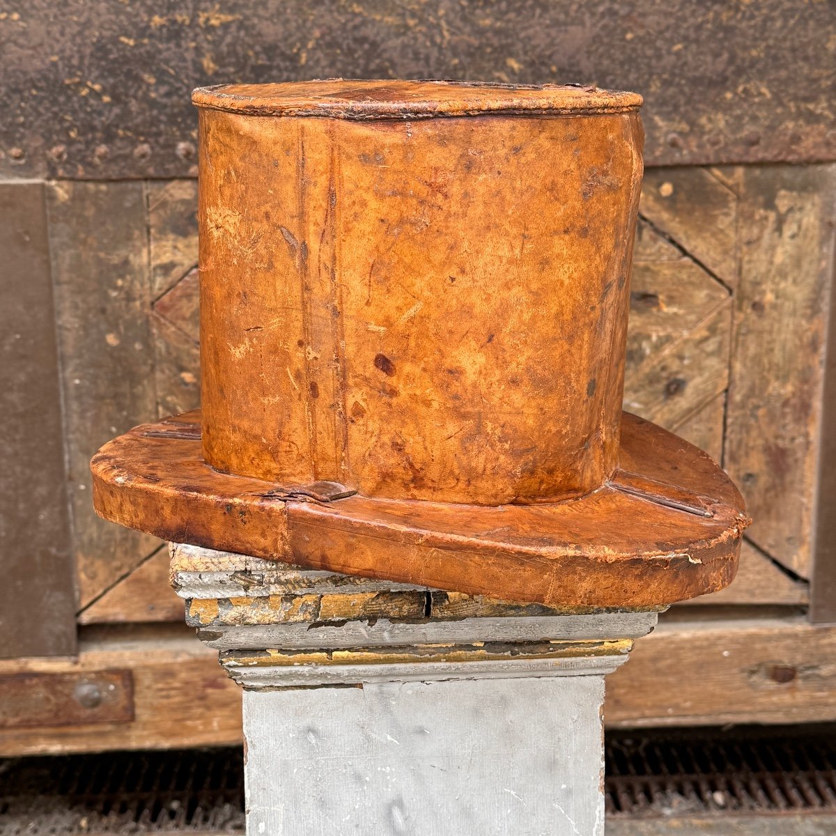 Boîte à Chapeau En Cuir-photo-4