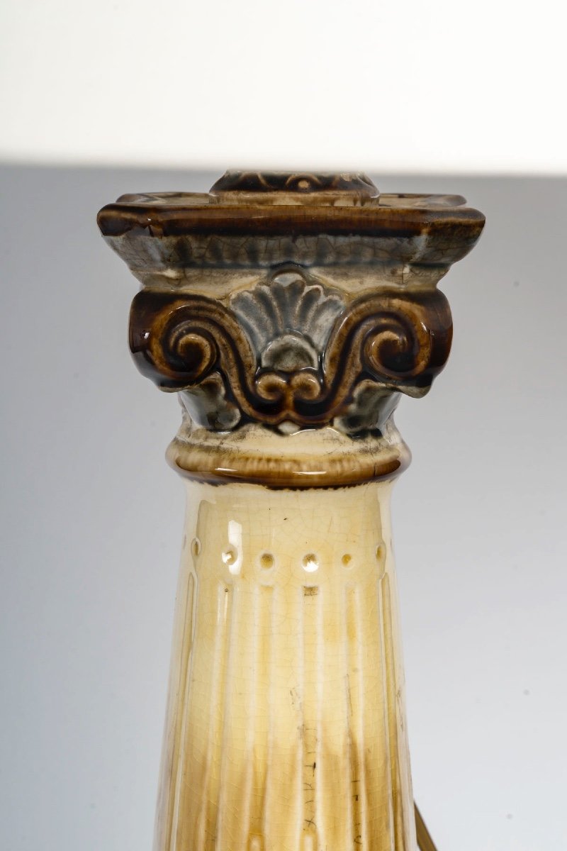 Large Pair Of Barbotine Lamps-photo-3