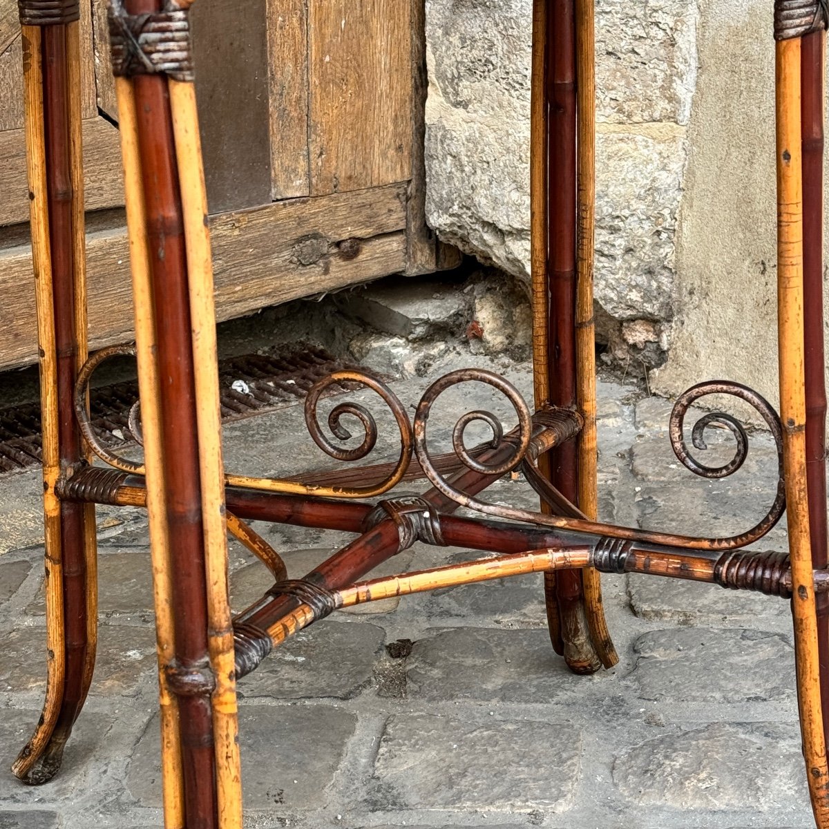 Bamboo Pedestal Table In The Spirit Of Perret Vibert-photo-1