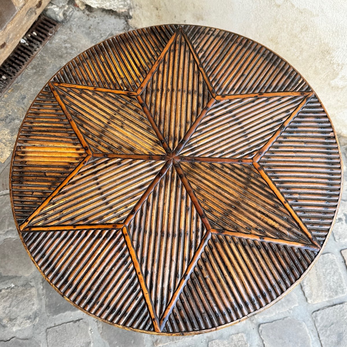 Bamboo Pedestal Table In The Spirit Of Perret Vibert