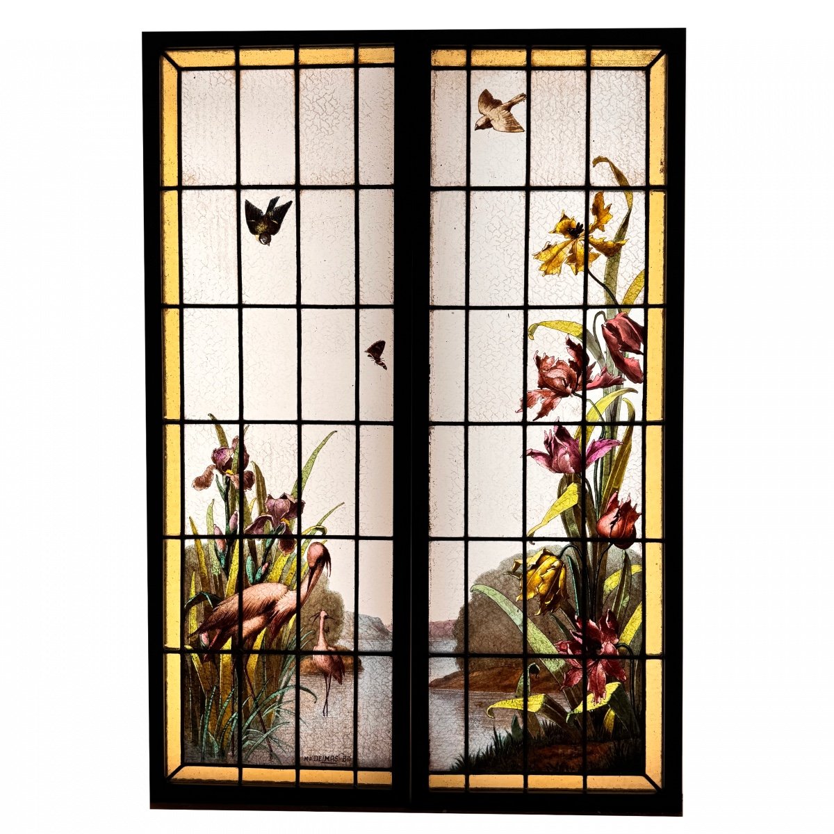 Stained Glass Window With Herons – Delmas (132.5 X 92 Cm)