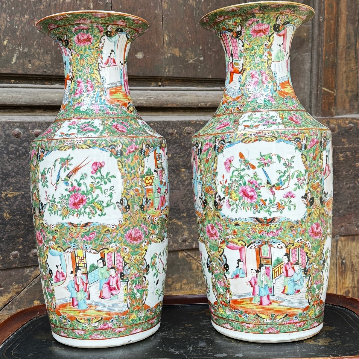 Paire De Vases Canton -photo-2