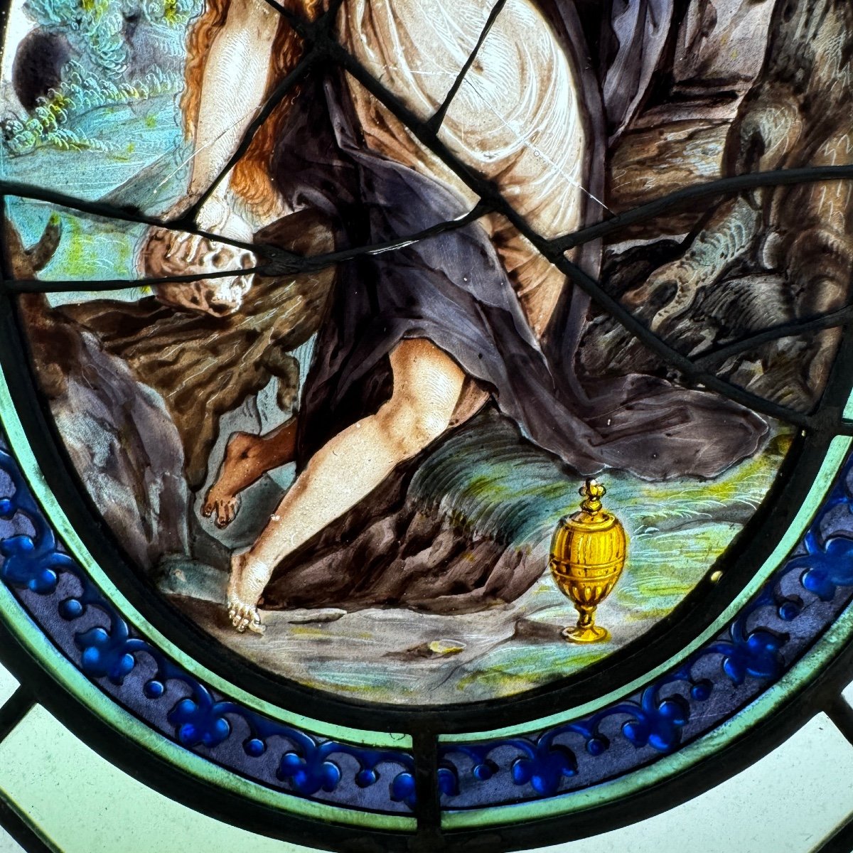 Stained Glass Window Mary Magdalene XVIth (40 X 33 Cm)-photo-4