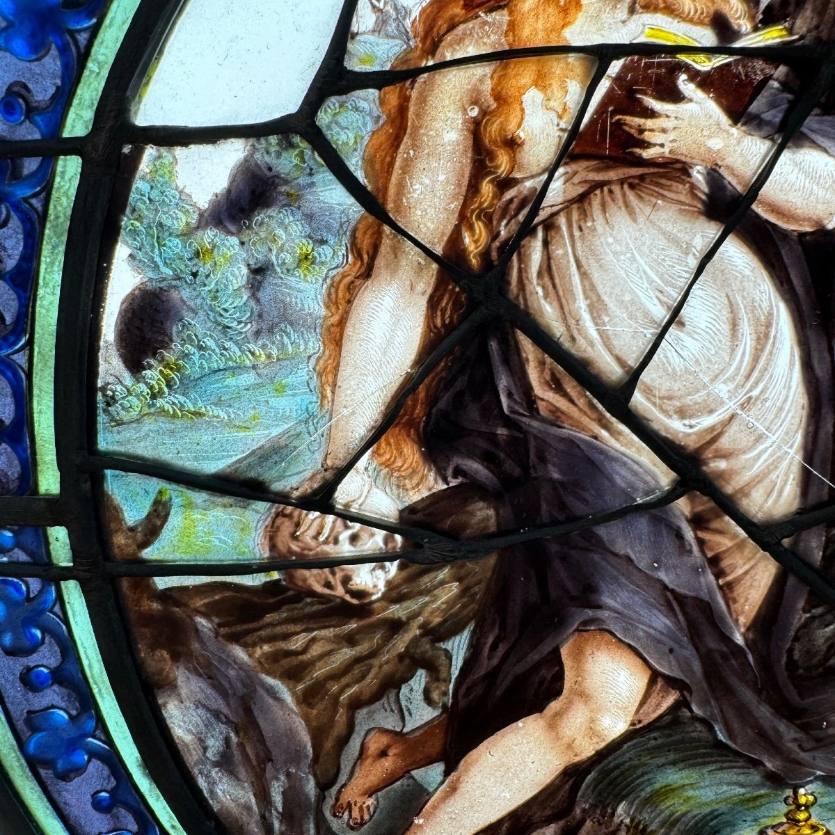 Stained Glass Window Mary Magdalene XVIth (40 X 33 Cm)-photo-2
