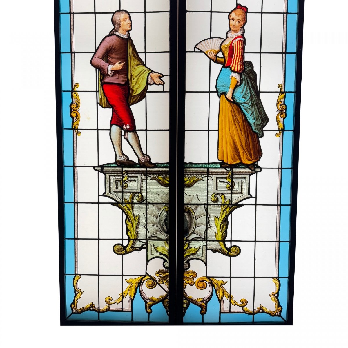 Vitrail Vitraux Couple à L’éventail ( H191cm L104cm)-photo-3