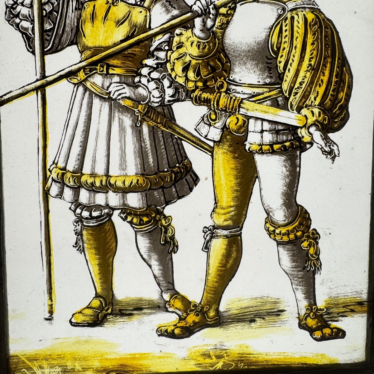 Renaissance Halberdiers Stained Glass Window (23 X 18 Cm)-photo-2