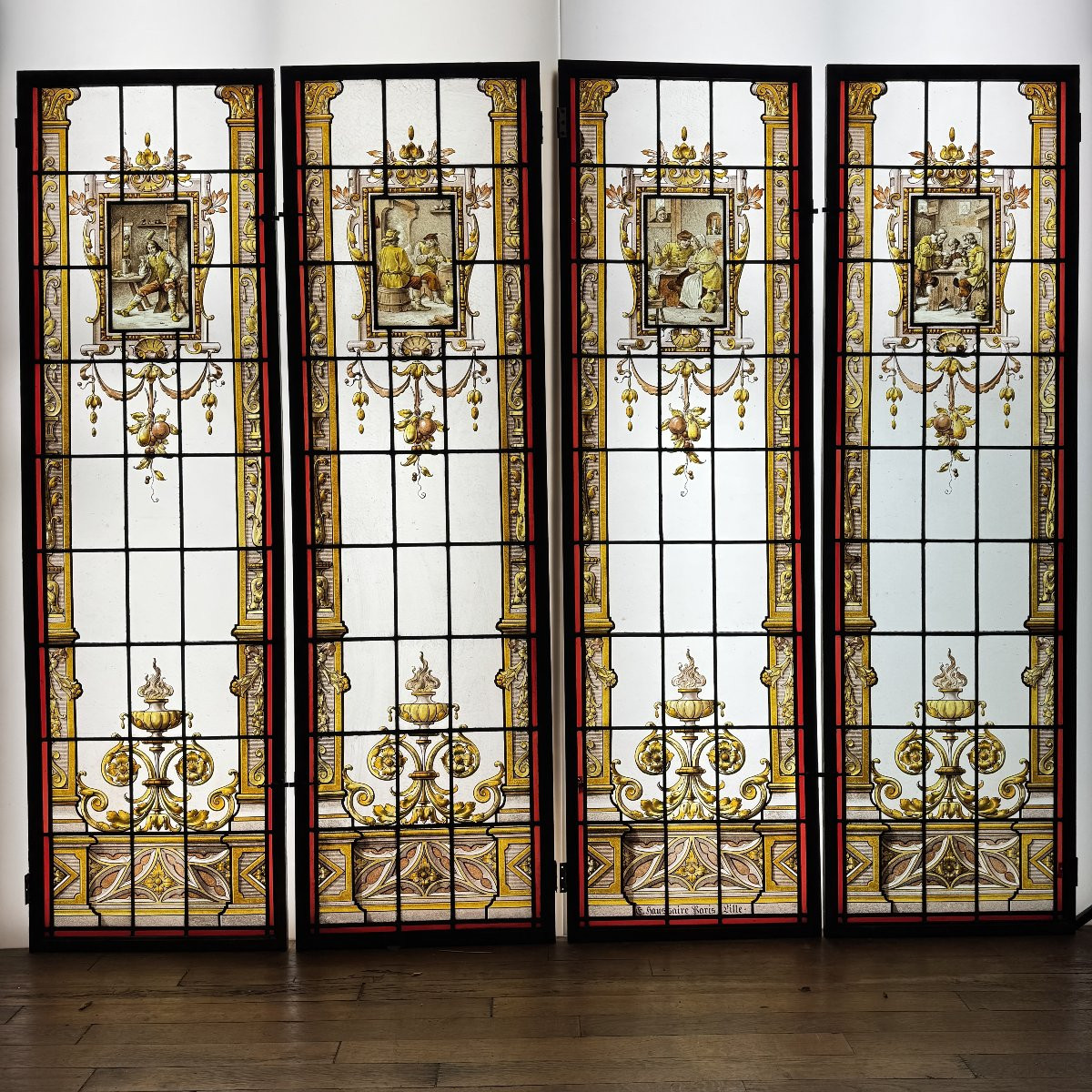 Stained Glass Window Neo-gothic Style Cabaret Scenes (246 X 210 Cm)-photo-2