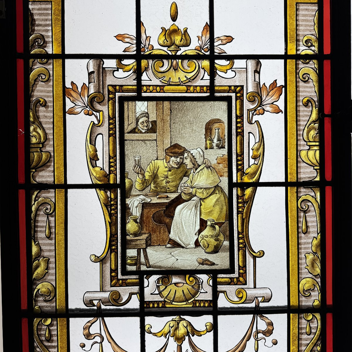 Stained Glass Window Neo-gothic Style Cabaret Scenes (246 X 210 Cm)-photo-3