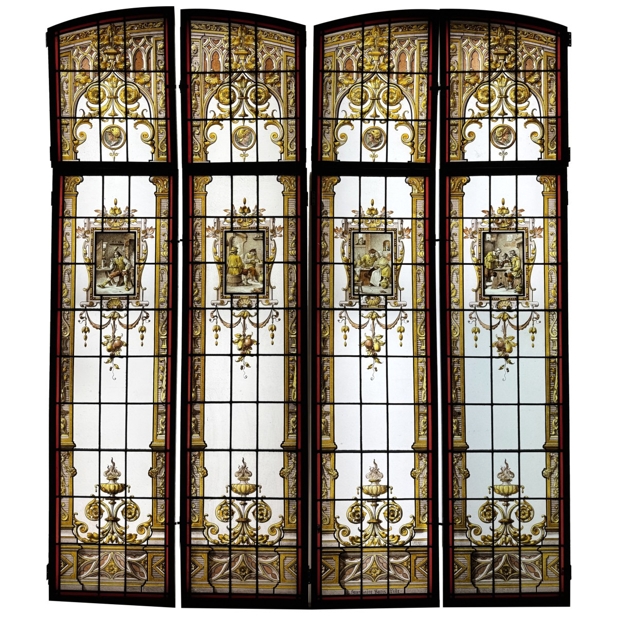 Stained Glass Window Neo-gothic Style Cabaret Scenes (246 X 210 Cm)