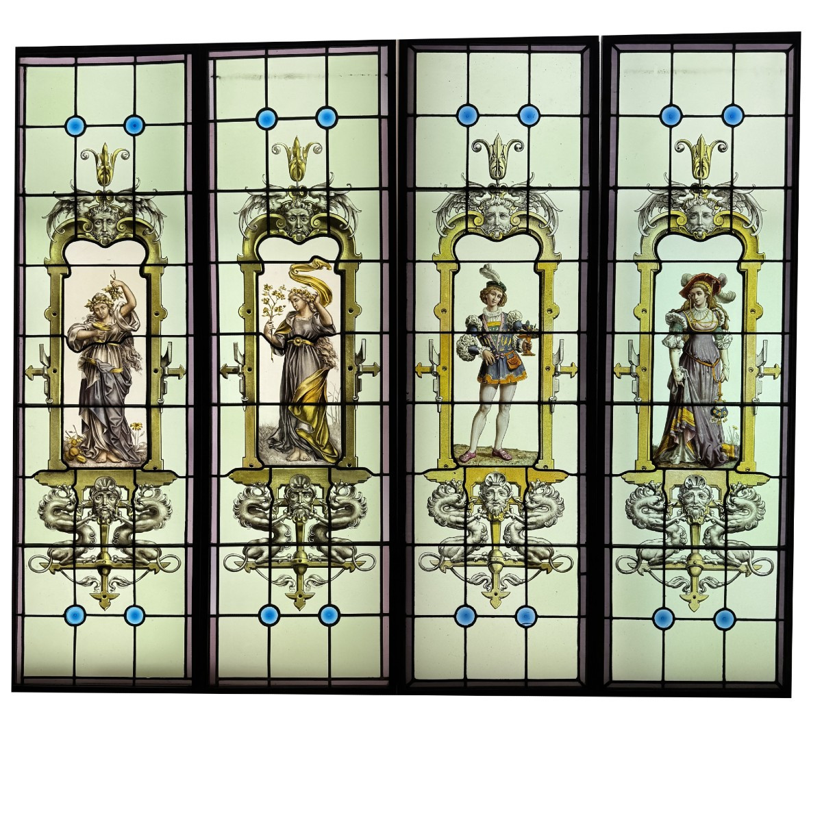 Vitrail vitraux les 4 saisons (H167cm L200cm)