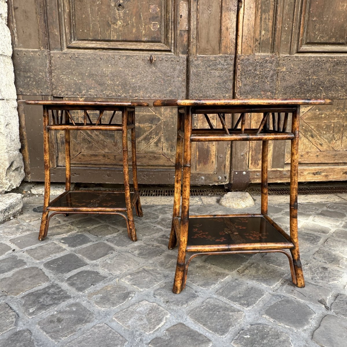 Paire de tables en bambou-photo-2