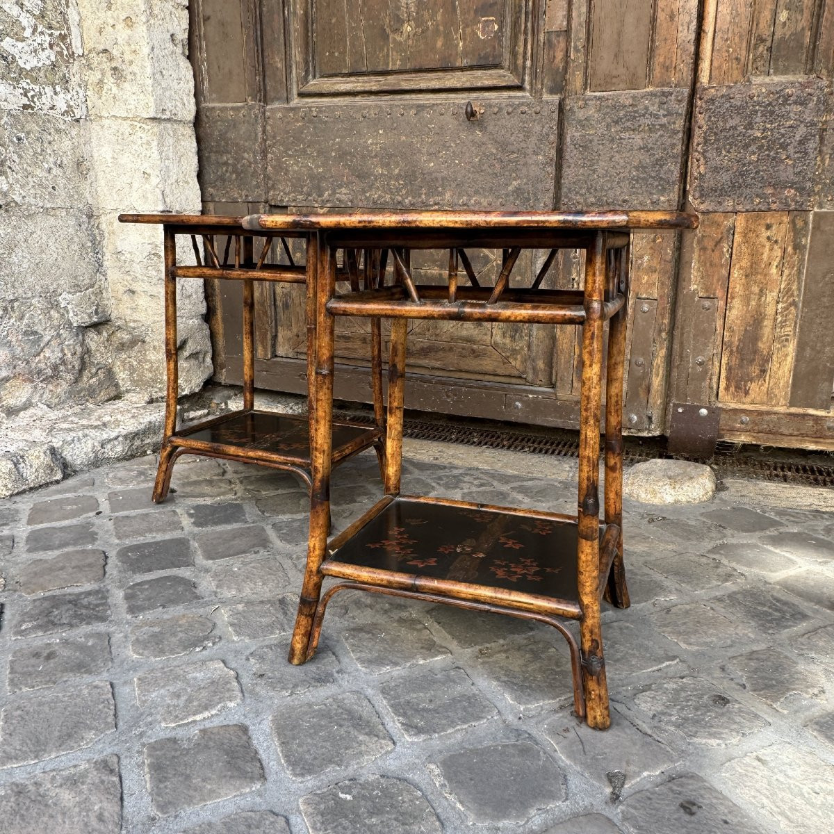 Paire de tables en bambou-photo-3