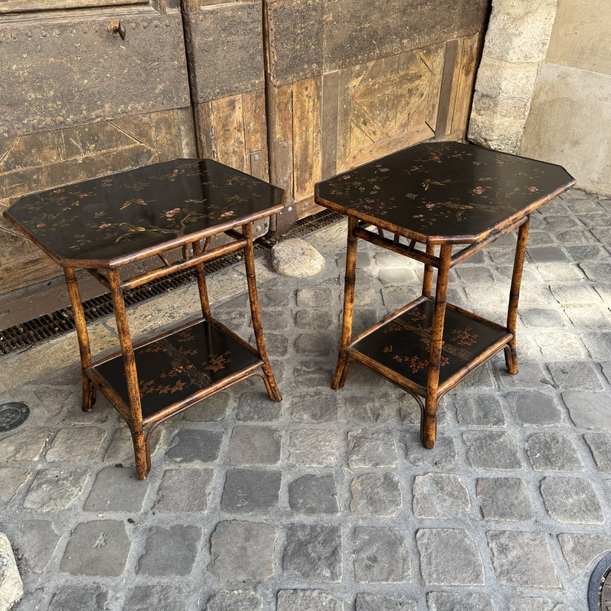 Paire de tables en bambou-photo-4