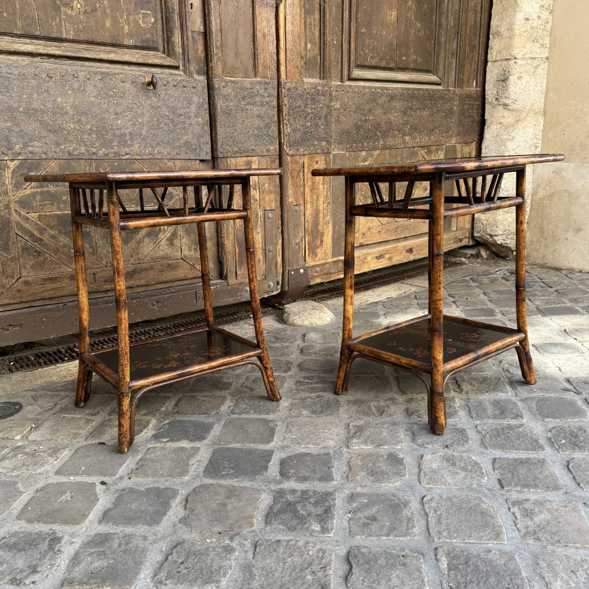 Paire de tables en bambou-photo-4