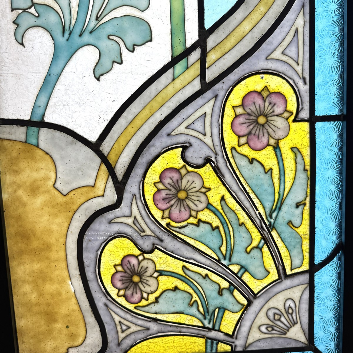 Art Nouveau Stained Glass Window (h151cm W83cm)-photo-4
