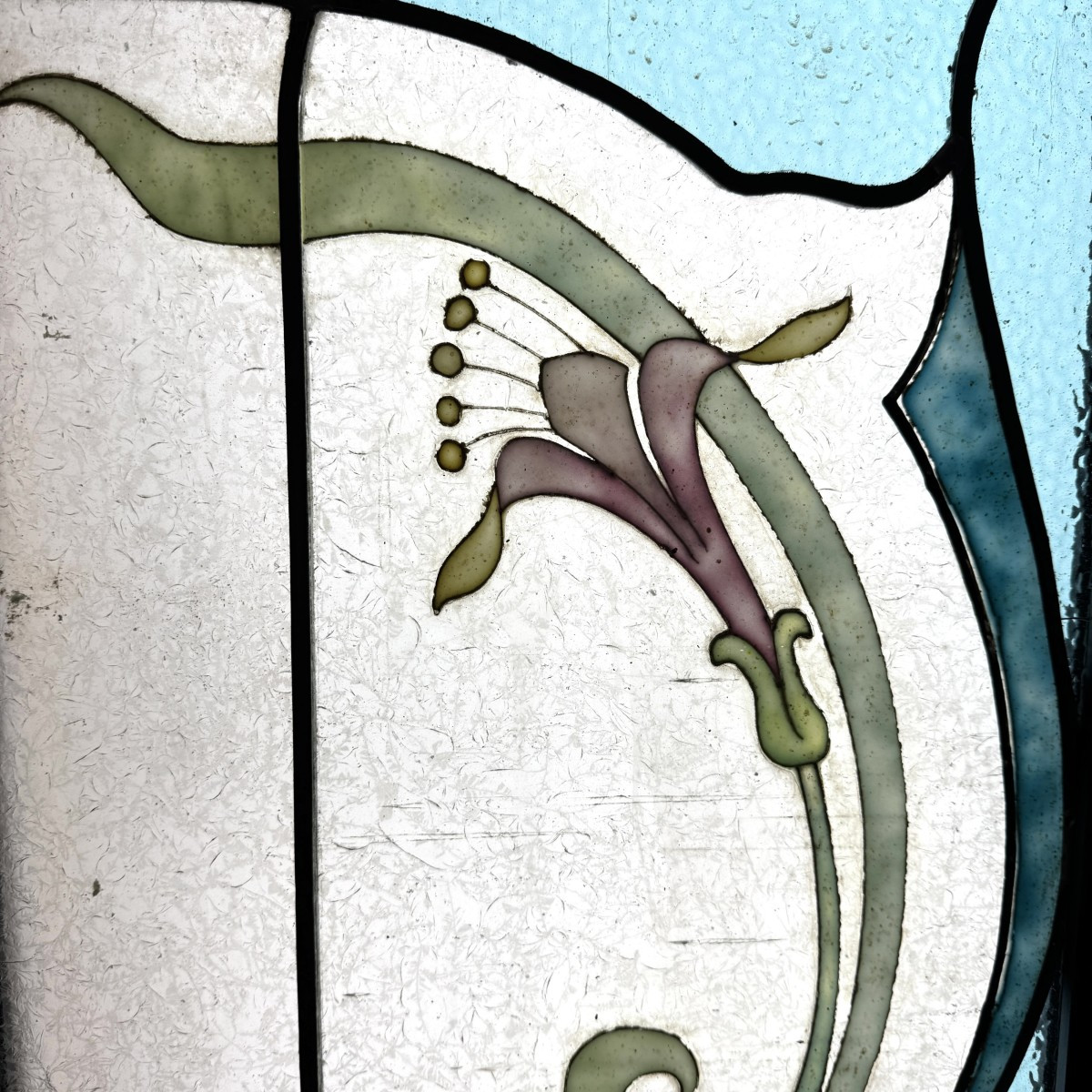 Art Nouveau Stained Glass Window (h151cm W83cm)-photo-2