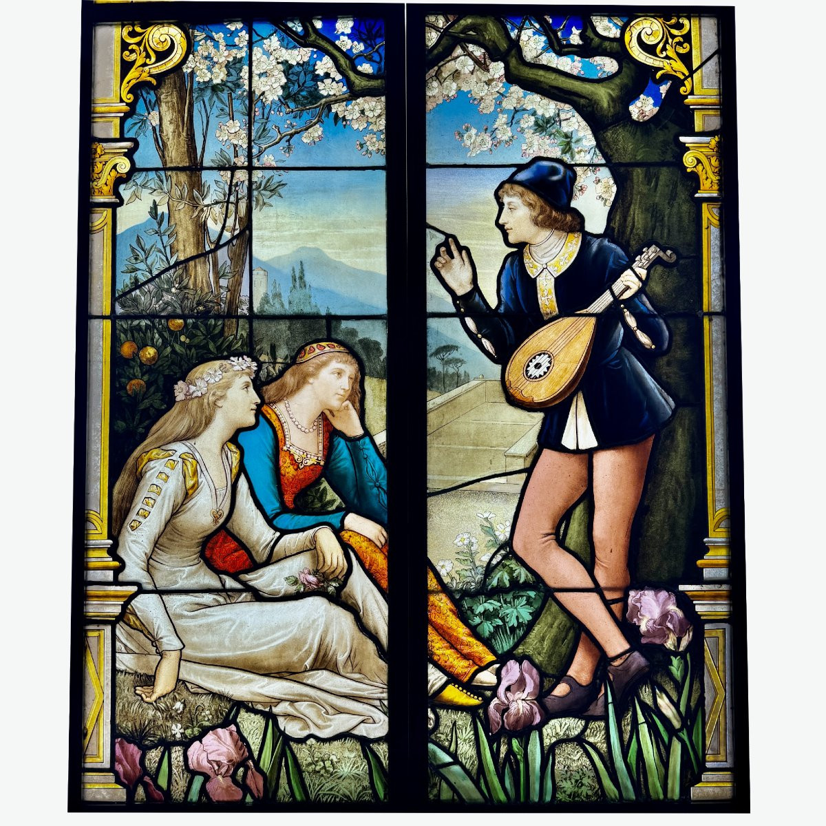 Stained Glass Window Stained Glass Window The Mandolin Player, Oudinot H237cm L106cm-photo-2