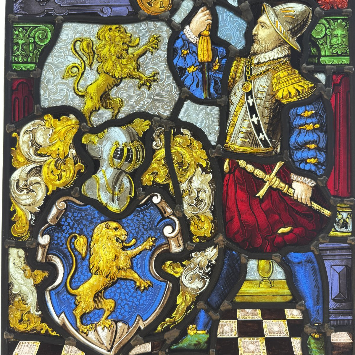 Vitrail Renaissance “1571” (H 34 x L 25cm)-photo-4