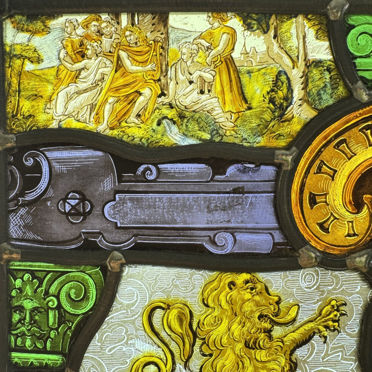 Vitrail Renaissance “1571” (H 34 x L 25cm)-photo-1