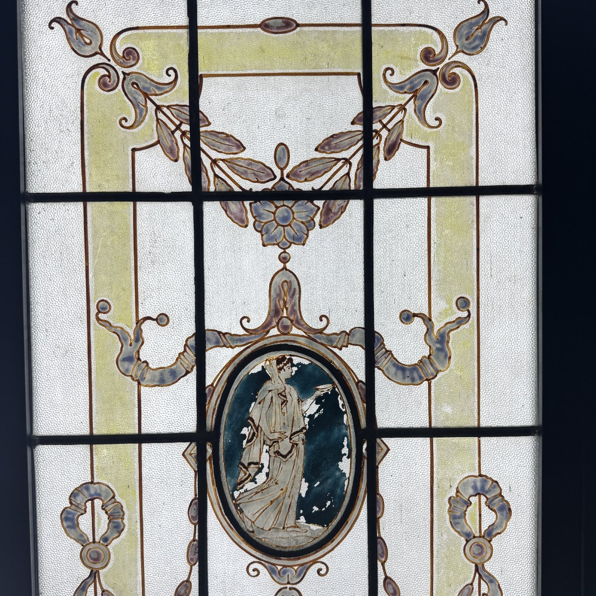 Antique Stained Glass Window (h182 X W172)-photo-2