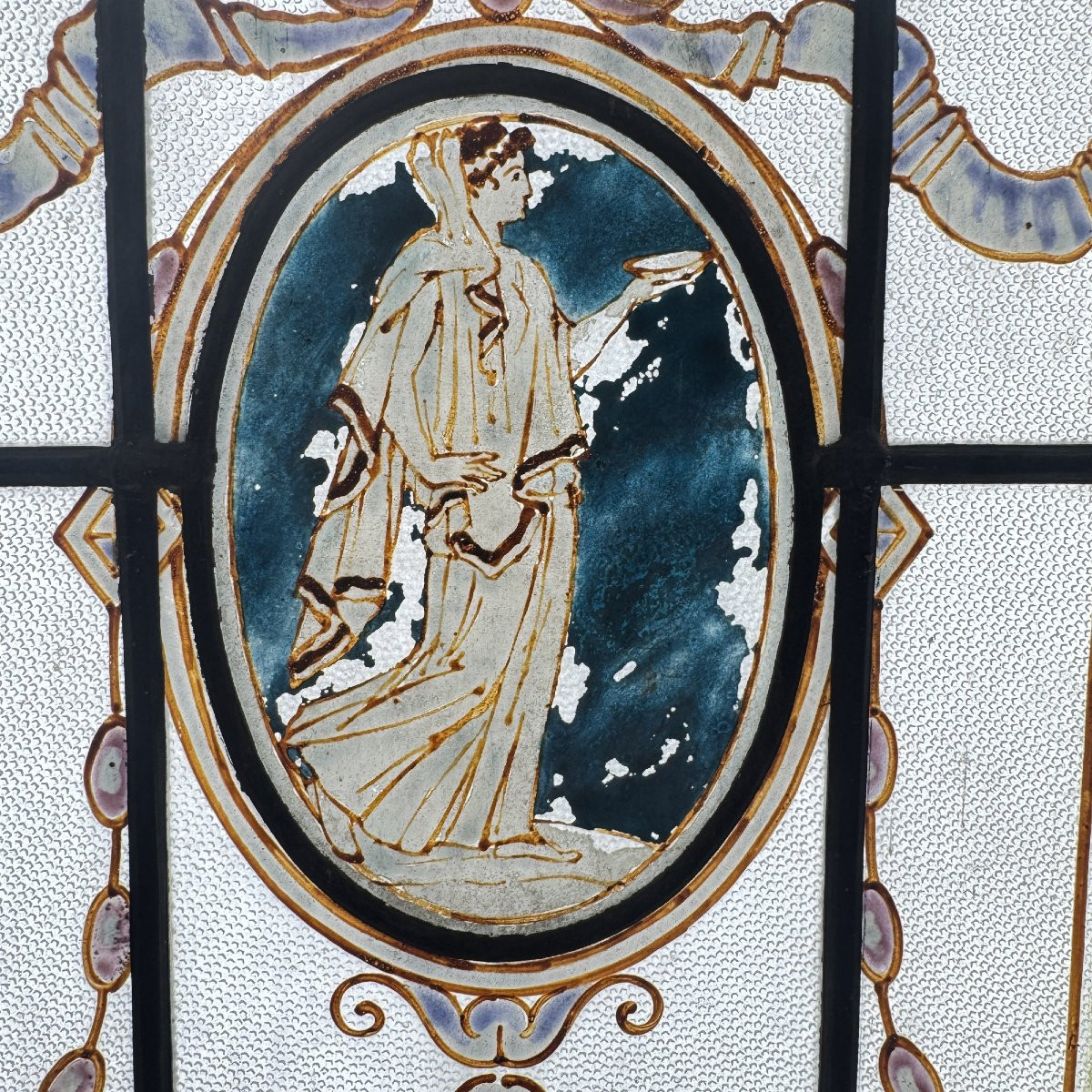 Antique Stained Glass Window (h182 X W172)-photo-3