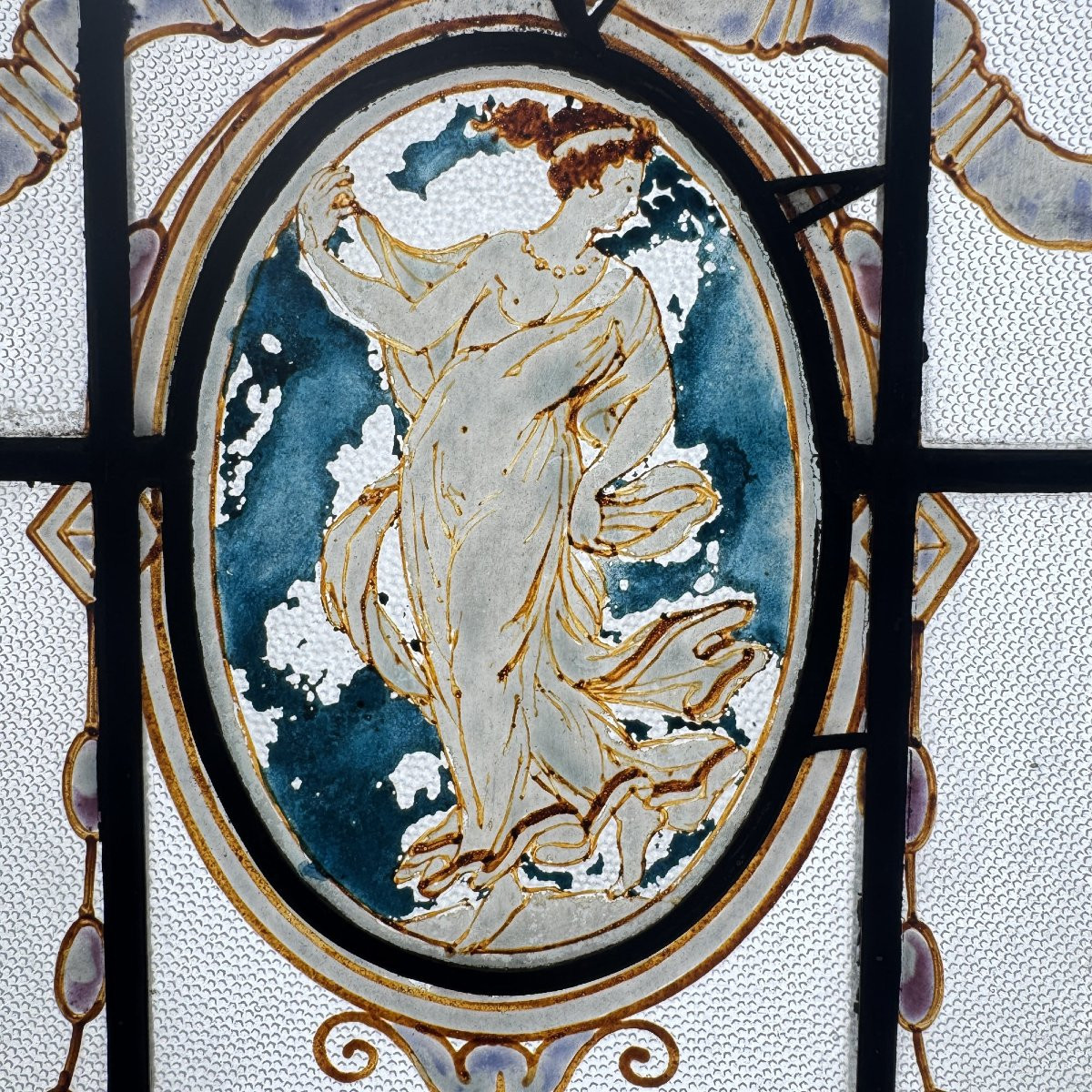 Antique Stained Glass Window (h182 X W172)-photo-5