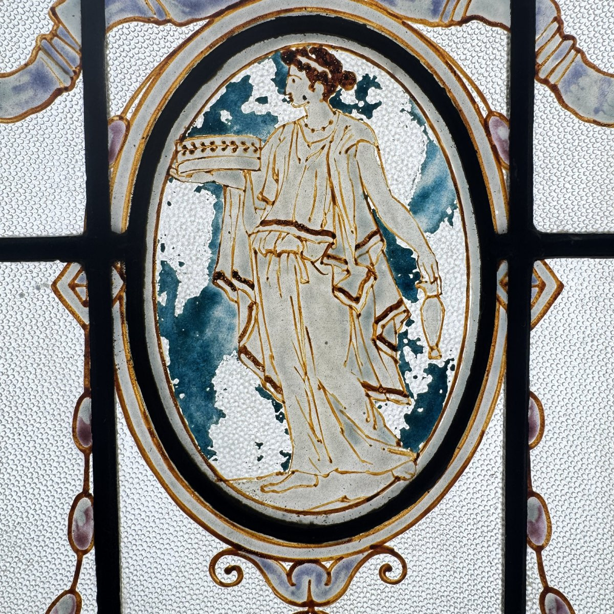 Antique Stained Glass Window (h182 X W172)-photo-6