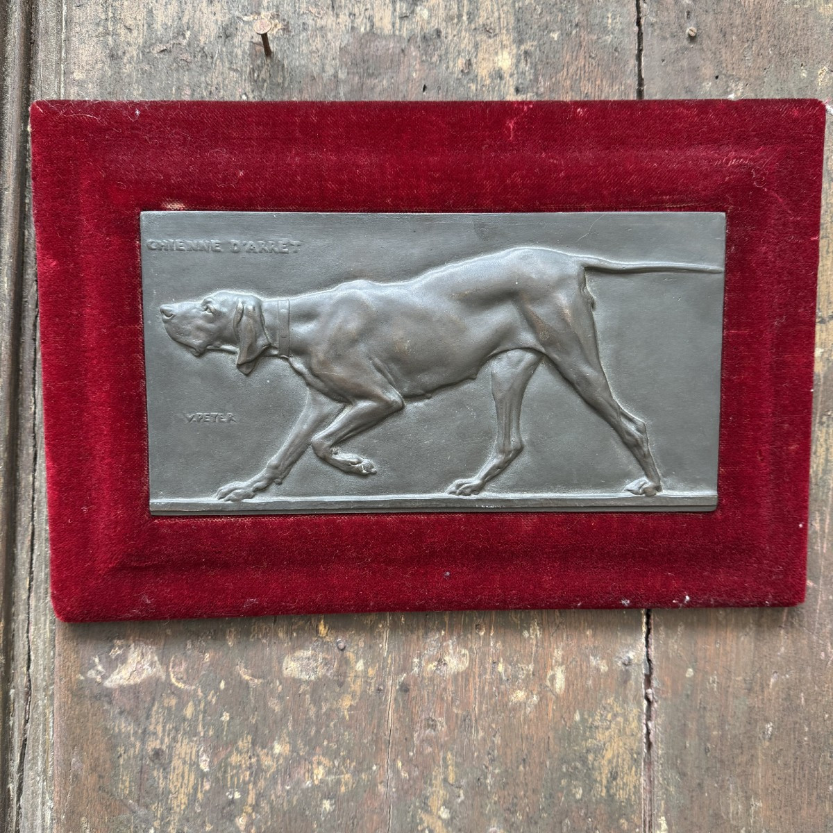 Bronze Animal Bas-relief Signed V. Peter