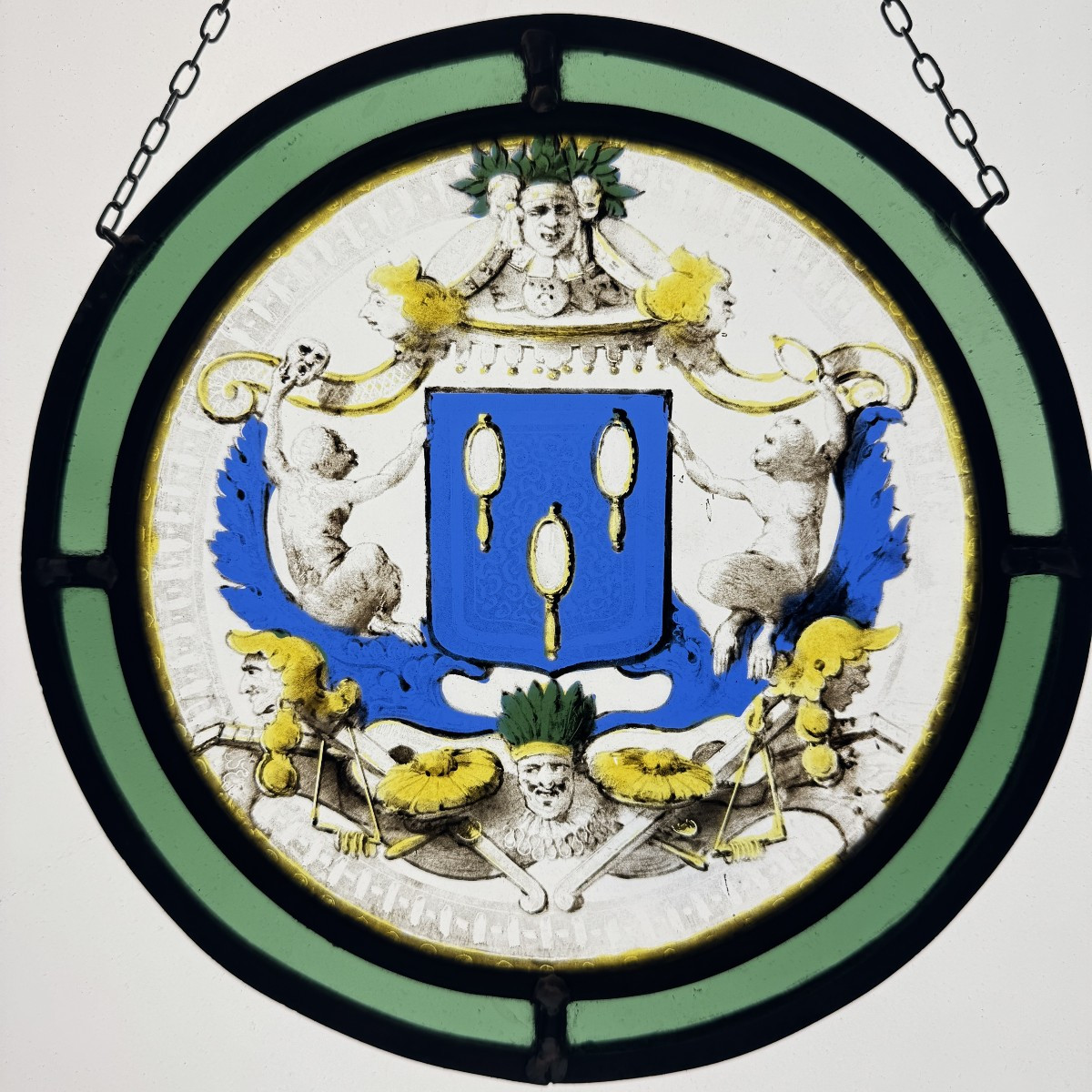 Stained Glass Window In A Roundel Coat Of Arms